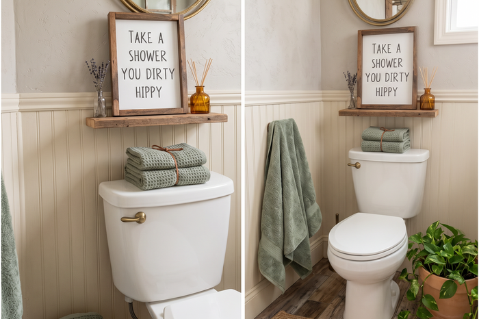 Funny Bathroom Wood Sign | Take A Shower You Dirty Hippy | Teen Bathroom Decor | Hilarious Guest Bathroom Wall Art | Rustic Farmhouse Sign