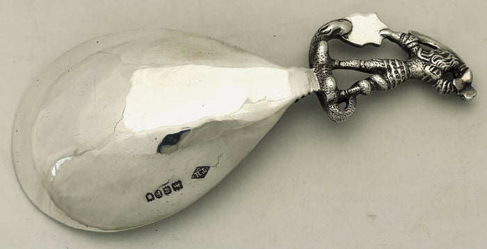 German Figural Silver Caddy Spoon. Imported to London 1902, Theodor Hartmann. 1 troy ounce.