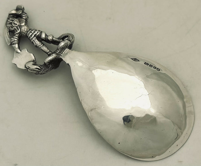 German Figural Silver Caddy Spoon. Imported to London 1902, Theodor Hartmann. 1 troy ounce.