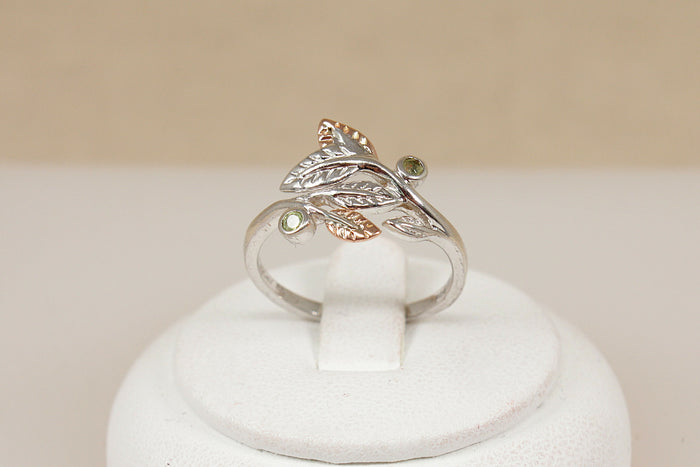 Gorgeous Silver & Welsh Gold Overlay Leaf Ring by Clogau - Boxed