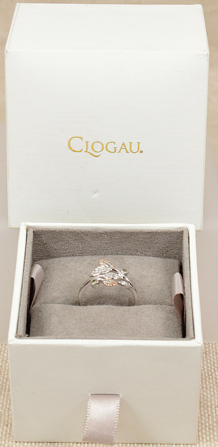 Gorgeous Silver & Welsh Gold Overlay Leaf Ring by Clogau - Boxed