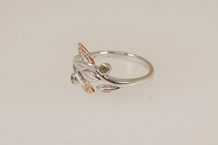 Gorgeous Silver & Welsh Gold Overlay Leaf Ring by Clogau - Boxed