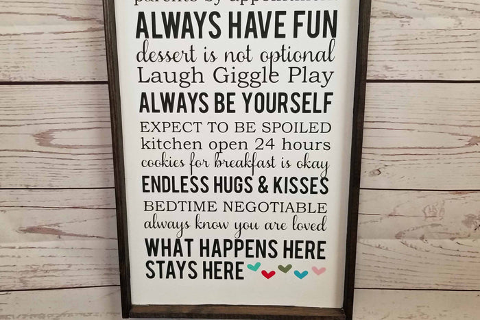 Grandma and Grandpa's House Rules Sign