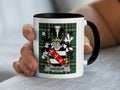 White mug with black handle featuring a tartan pattern and the "HADSOR" crest.