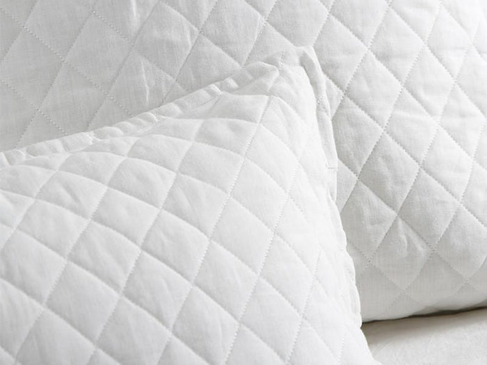 Fig Linens - Pom Pom at Home Bedding - Hampton White quilted shams