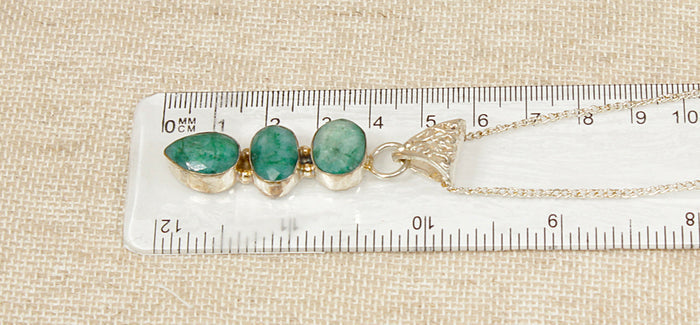 Handcrafted Sterling Silver & Chrysoprase Pendant with 18-Inch Chain