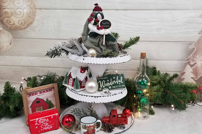 Handmade Snowman Couple • Together Forever Winter Decor • Rustic Christmas Tiered Tray Decor • Whimsical Holiday Ornament