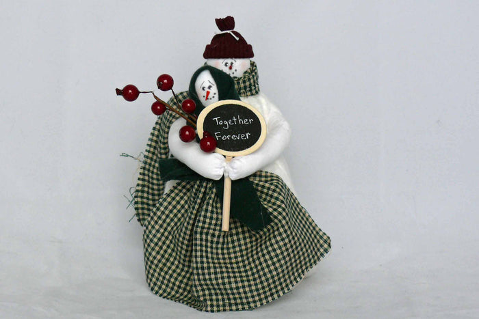 together forever hugging snowman couple