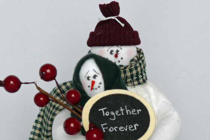 Handmade Snowman Couple • Together Forever Winter Decor • Rustic Christmas Tiered Tray Decor • Whimsical Holiday Ornament
