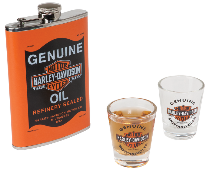 Harley Davidson Oil Can Flask Set