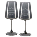Harley Davidson Open B&S Smoke Grey Wine Glass Set