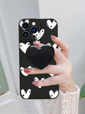 Heart Pattern Clear Phone Case With Stand-Out Phone Grip - Decotree.co Online Shop