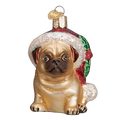 Holly Hat Pug Ornament