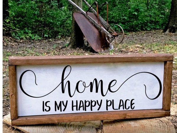 Home is My Happy Place Wood Sign