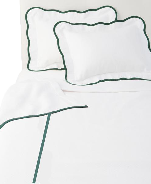 Hunter Green Pique Scallop Shams