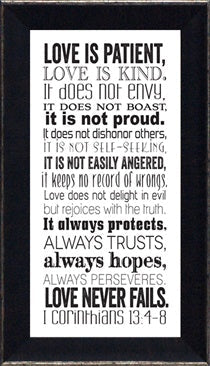 I Corinthians 13: Framed with Glass