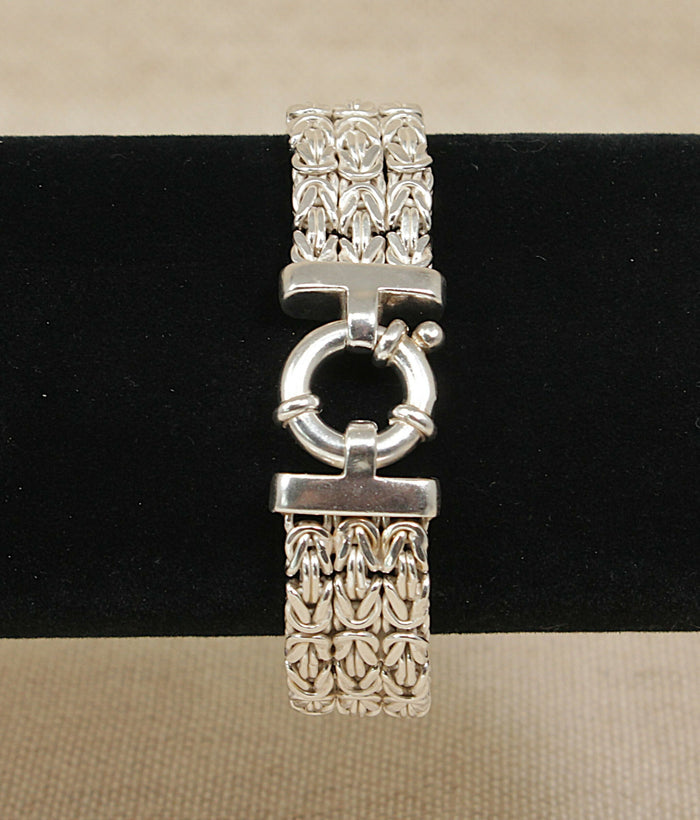 Impressive Italian Designer Silver 3 Strand Designer Rope Bracelet