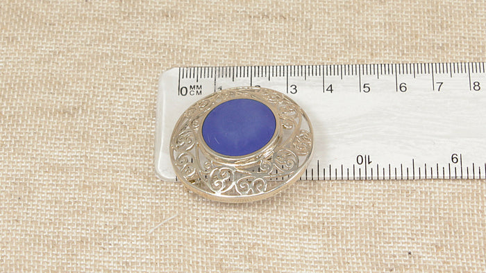 Impressive Sterling Silver & Lapis Lazuli Celtic Style Brooch