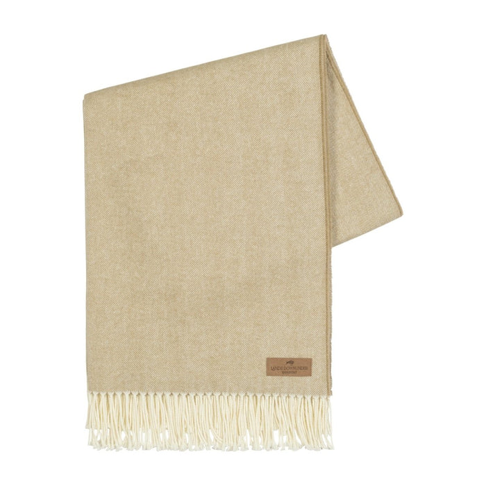 Italian Herringbone White Truffle Throw by Lands Downunder - Fig Linens and Home Throw Blanket