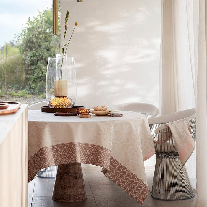Le Jacquard Francais Tablecloth in Jardin D'Eden Beige - Fig Linens and Home Table Linens