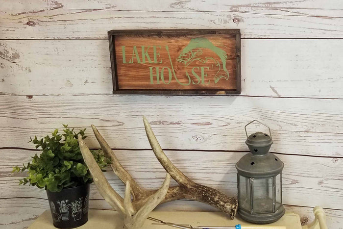 Lake House Wood Sign | Rustic Fishing Cabin Decor | Lake House Wall Art | Farmhouse & Cottagecore Decor | Handcrafted Wooden Lake Sign