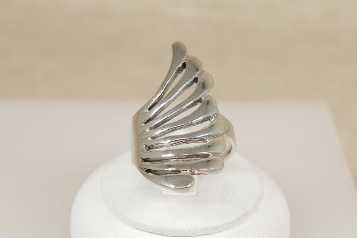 Large Sterling Silver Abstract Fan Statement Ring