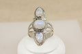 Large Sterling Silver & Moonstone Trilogy Statement Ring