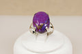 Large Sterling Silver & Purple Agate Cabochon Statement Ring