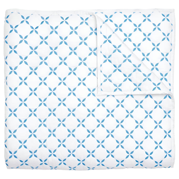 Layla Azure Blue Quilted Coverlets by John Robshaw - Fig Linens and Home