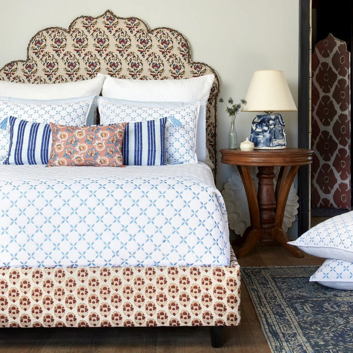 John Robshaw Layla Azure Blue Quilted Coverlets and Quilted Shams