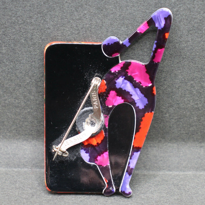 Lea Stein “Cat with a ball” brooch