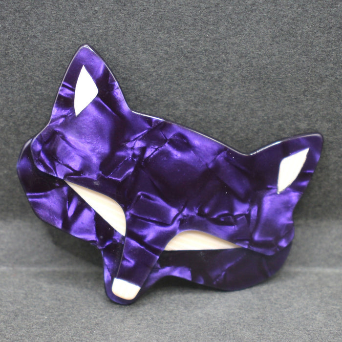 Lea Stein purple “Fox head” brooch