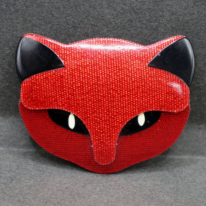 Lea Stein red “Cat head” brooch
