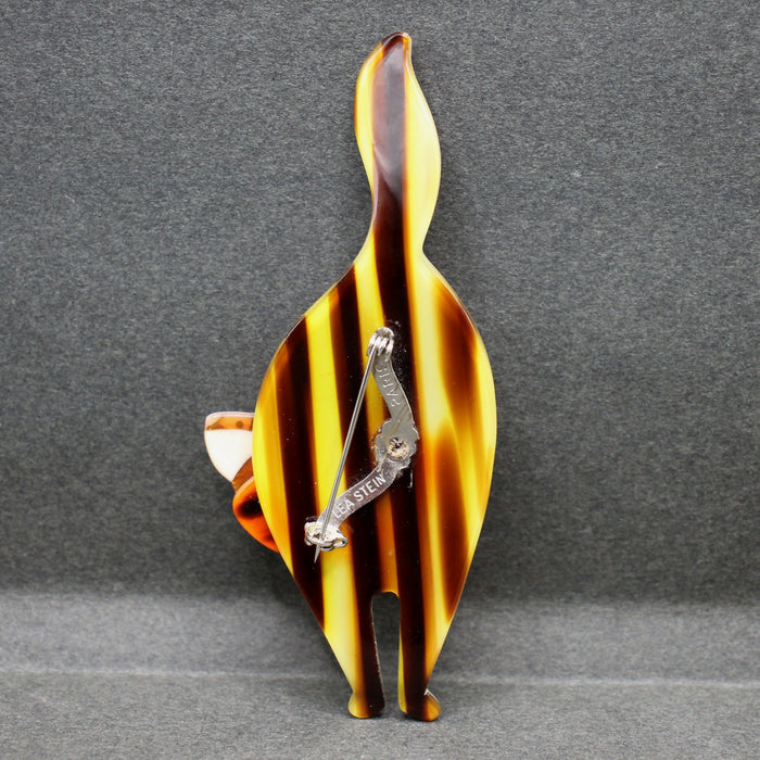 Lea Stein tortoiseshell brown “Standing cat” brooch