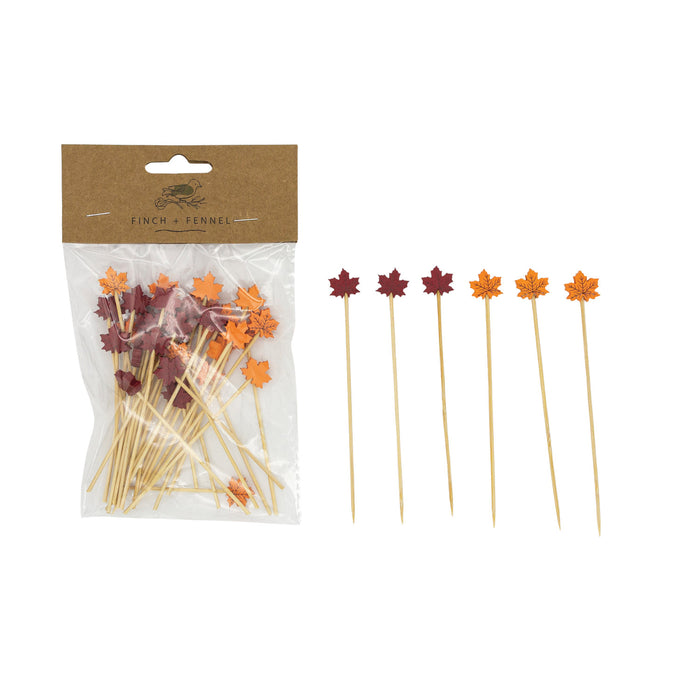 Leaf Handle Bamboo Single Use Picks, Set of 50 - The Preppy Bunny