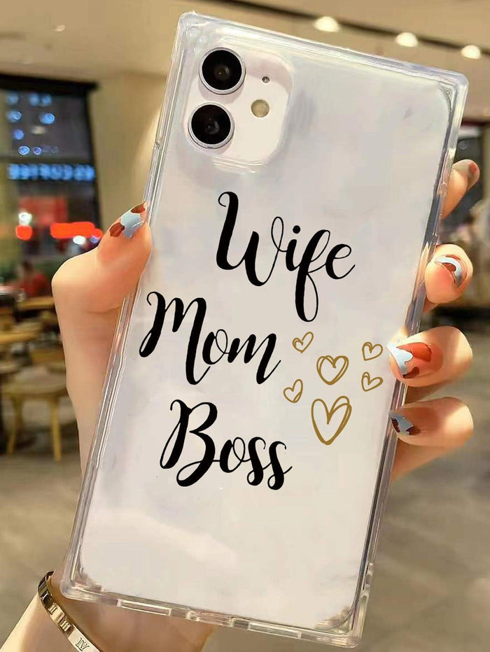 Letter Graphic Clear Phone Case - Decotree.co Online Shop