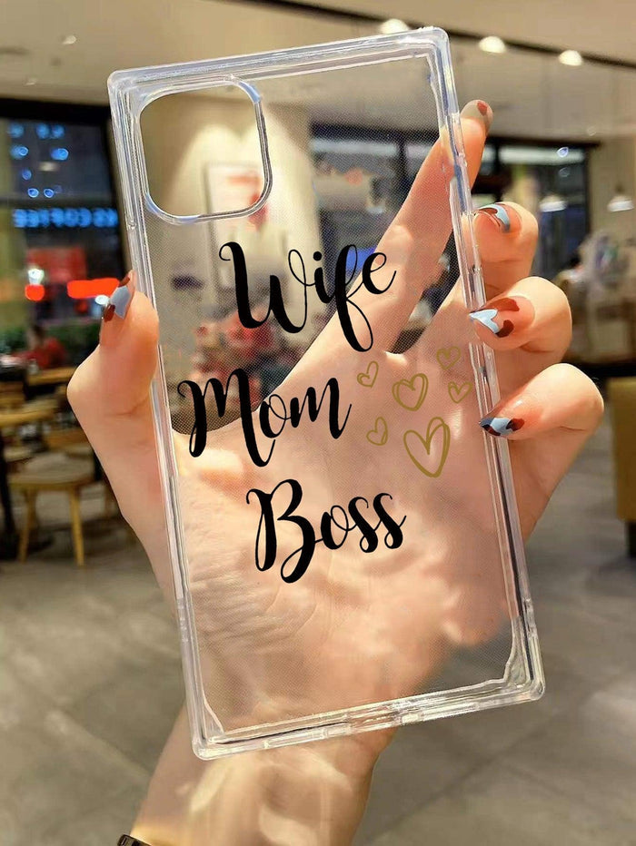 Letter Graphic Clear Phone Case - Decotree.co Online Shop