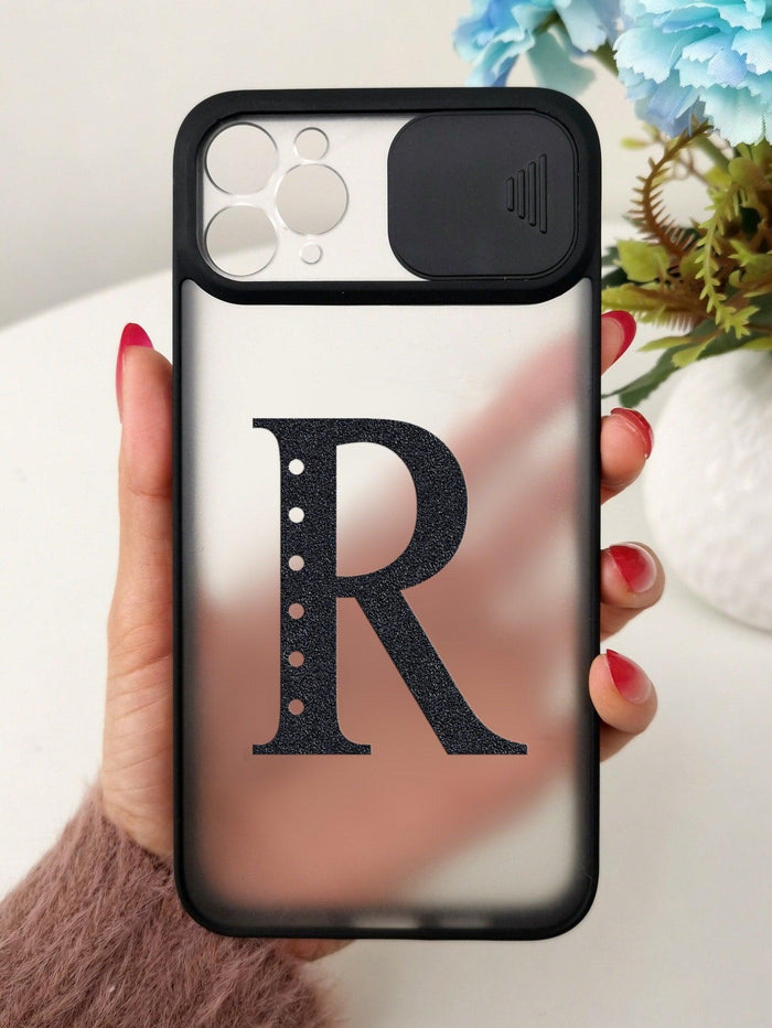 Letter Graphic Phone Case With Slide Camera Cover - Decotree.co Online Shop