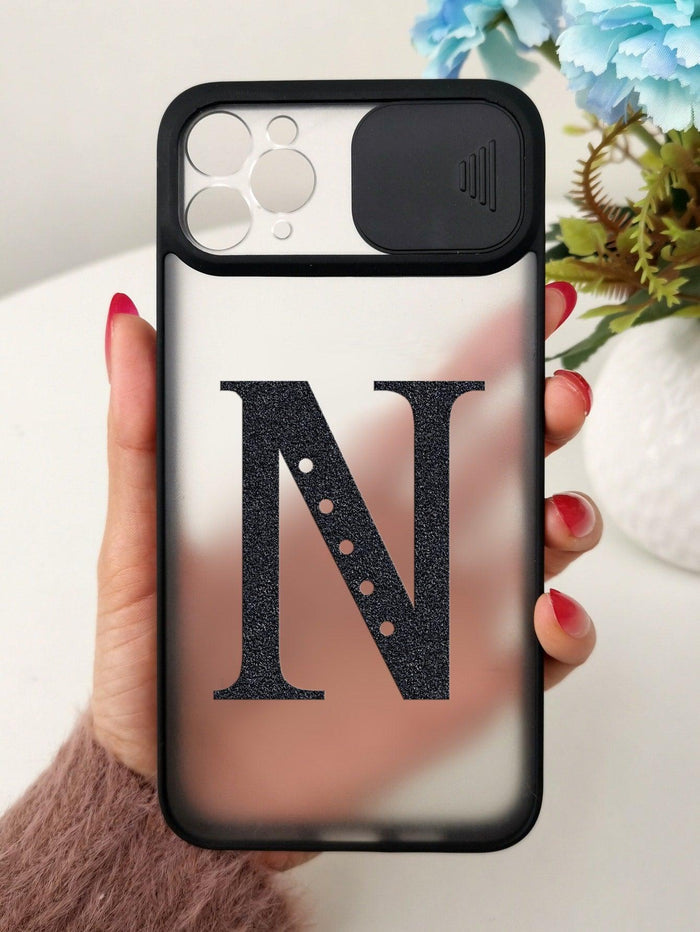 Letter Graphic Phone Case With Slide Camera Cover - Decotree.co Online Shop