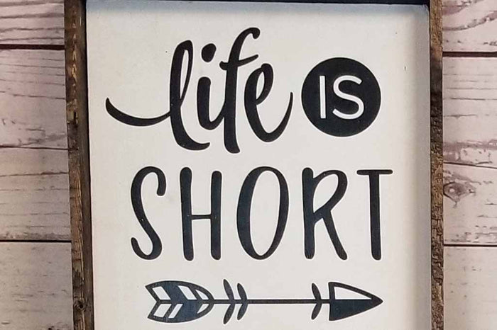 Life Is Short Wood Sign, Large Farmhouse Wall Decor, Rustic Framed Quote, Take The Trip Buy The Shoes, Inspirational New Home Gift