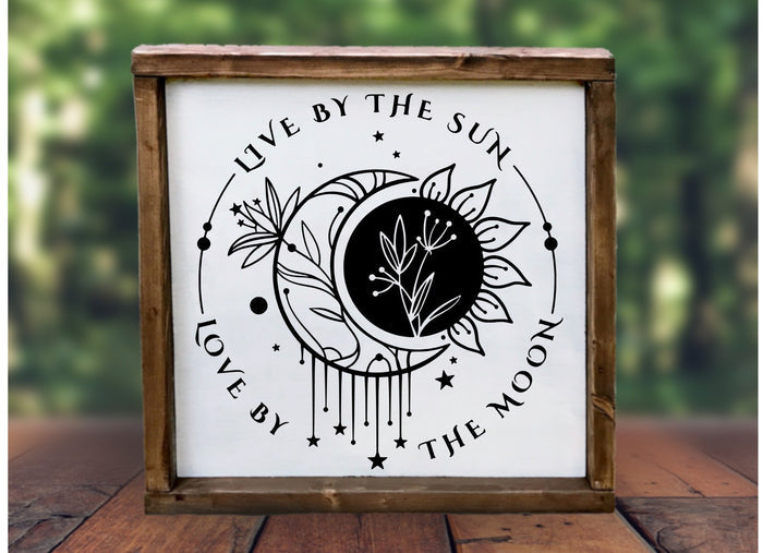 Live by the Sun Love by the Moon Sign | Boho Farmhouse Wall Decor | Celestial Gift for Her
