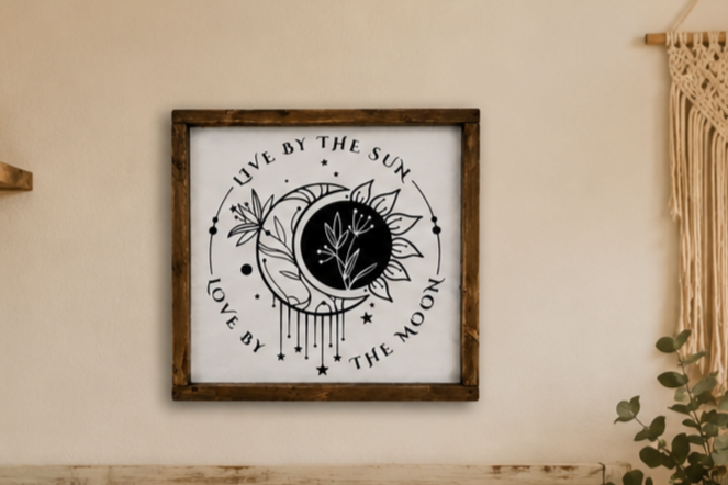 Live by the Sun Love by the Moon Sign | Boho Farmhouse Wall Decor | Celestial Gift for Her