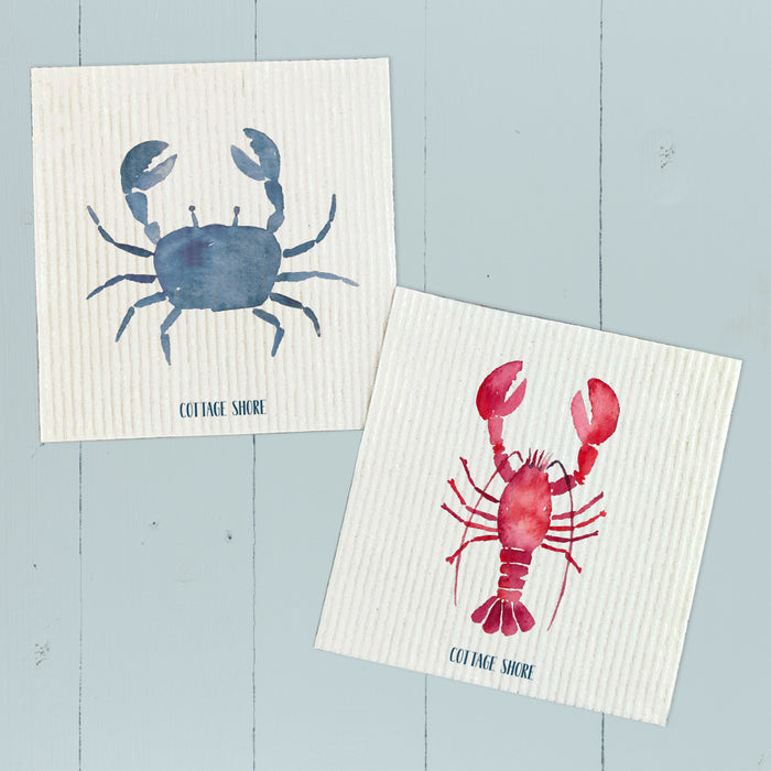 Lobster, Blue Crab 2 pk - Swedish Dish Cloth