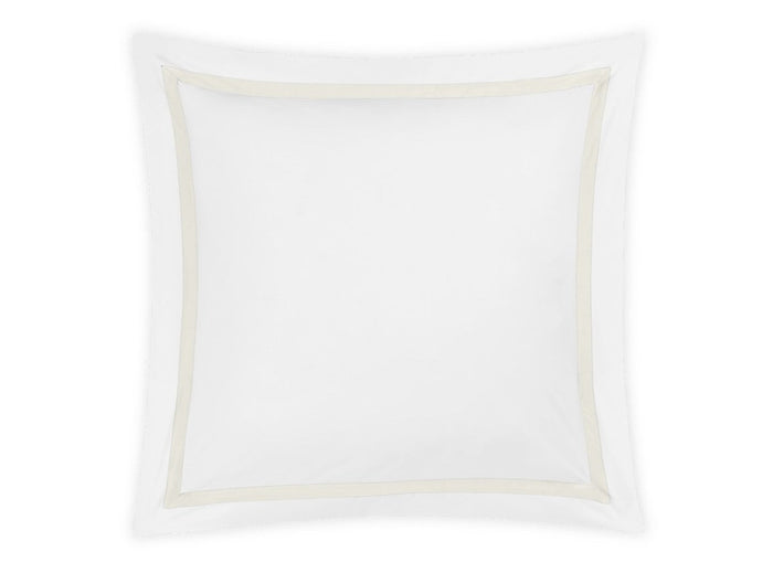 Euro Square Sham - Lowell Ivory on White Bedding by Matouk at Fig Linens and Home