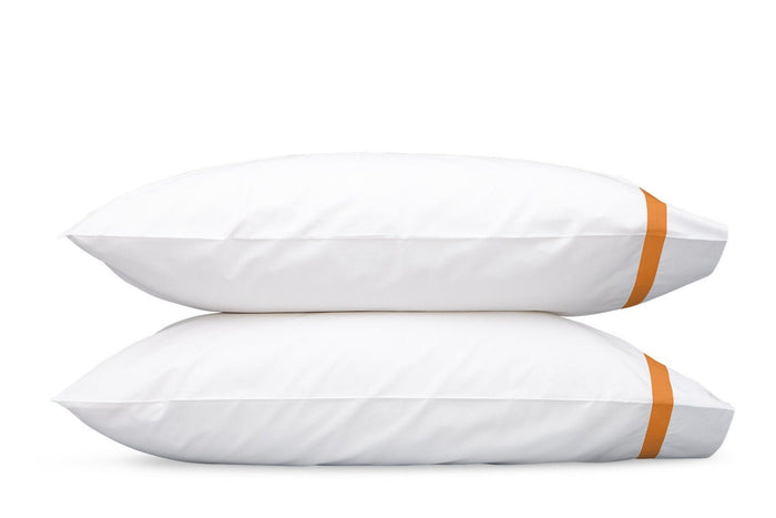 Matouk Lowell Tangerine Pillowcase - Percale Bedding at Fig Linens