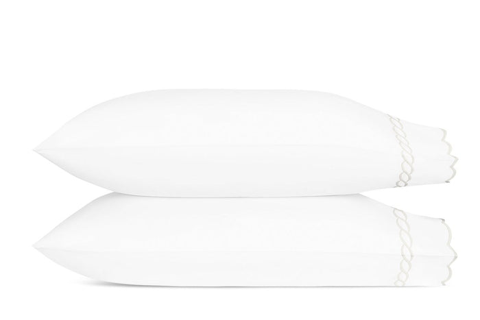 Pillowcases - Matouk Classic Chain Scallop White Linens & Bedding at Fig Linens and Home
