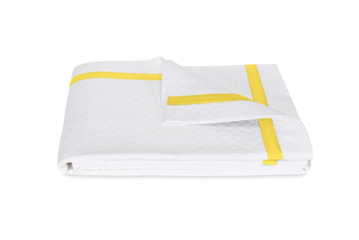 Matouk Matouk Lowell Matelassé Lemon - King Coverlet 112 x 97 Lemon at FIG LINENS AND HOME - 1