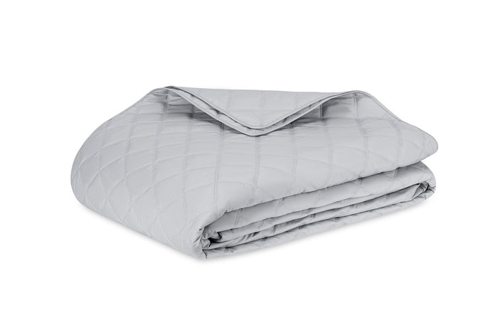 Quilted Coverlet - Matouk Percale Milano Dove Quilted Bedding at Fig Linens and Home