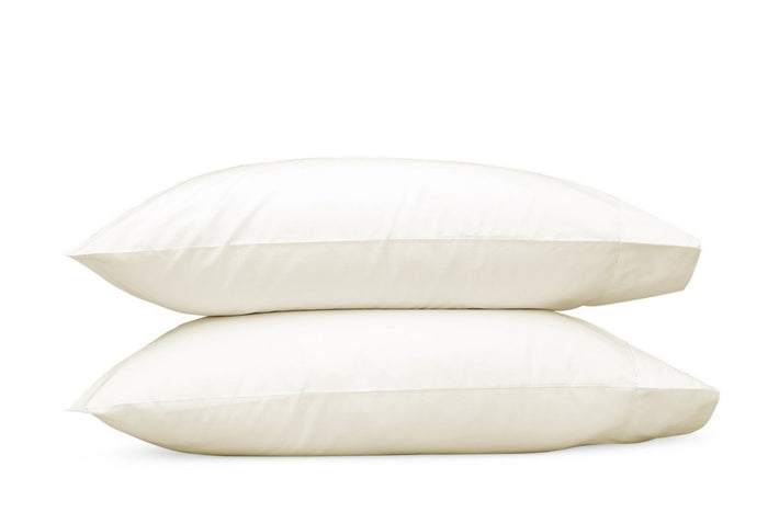 Milano Hemstitch Ivory Pillowcases | Matouk Percale at Fig Linens