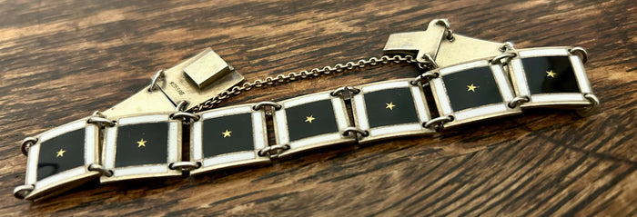 Modern Mid Century 1960’s Norwegian Sterling Silver Gilt Enamel Bracelet